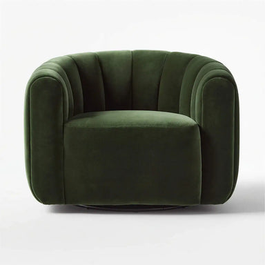 Luxurious Green Velvet Swivel Accent Chair: Channeled, Comfortable, Modern Living Room Sofa