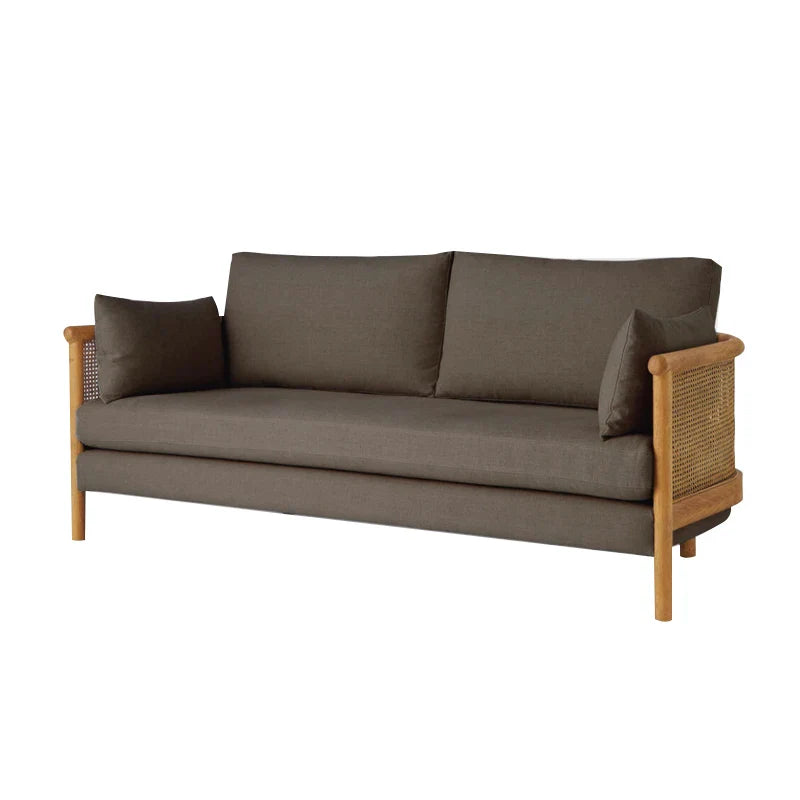 Natural Rattan Oak Wood Frame Couch Sofa for Modern Living Room Hotel
