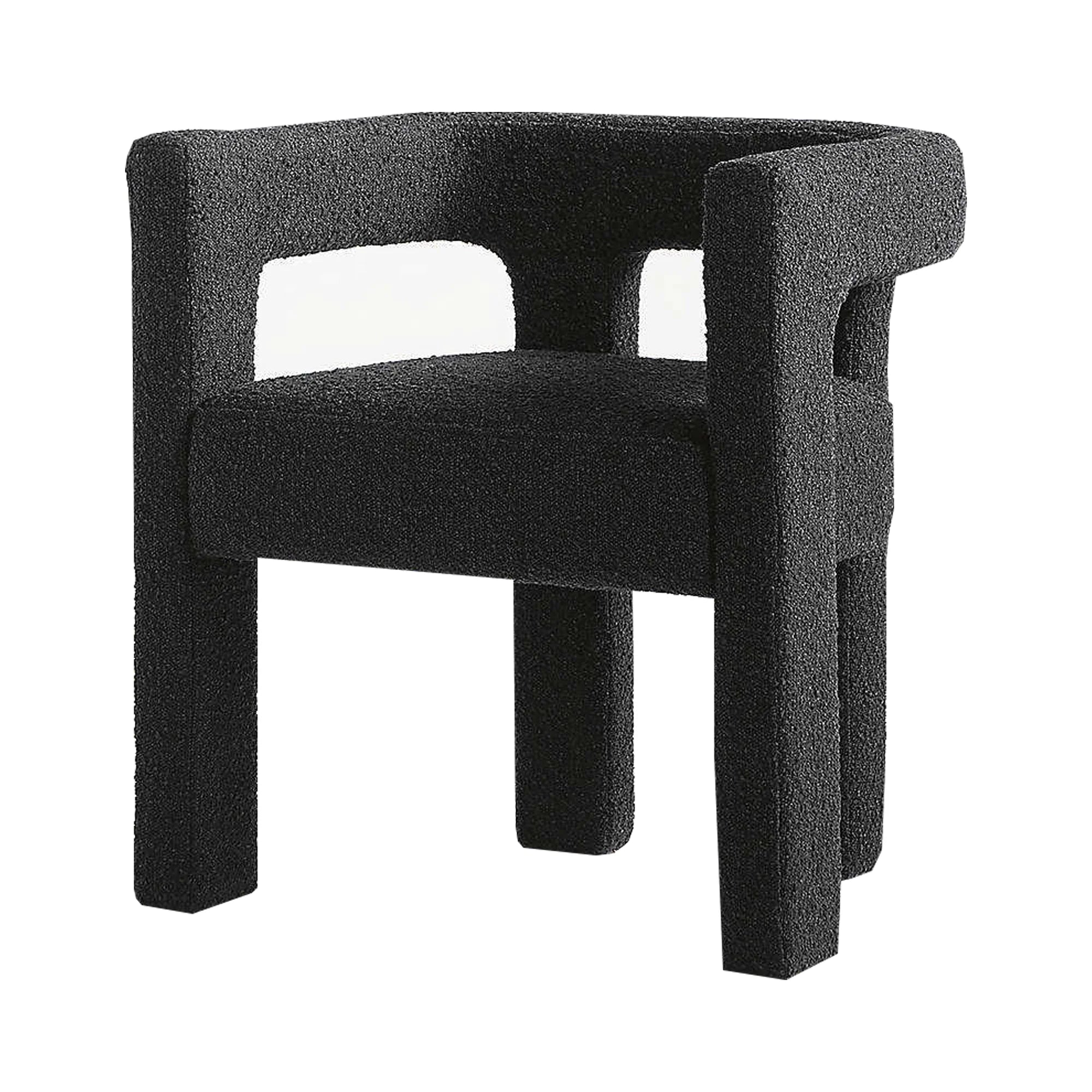 Elegant Italian Boucle Upholstered Dining Armchair - Plush Comfort, Black & White