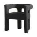 Elegant Italian Boucle Upholstered Dining Armchair - Plush Comfort, Black & White