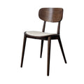 Contemporary Solid Oak Walnut Finish Dining Chair with Plush Boucle Upholstery