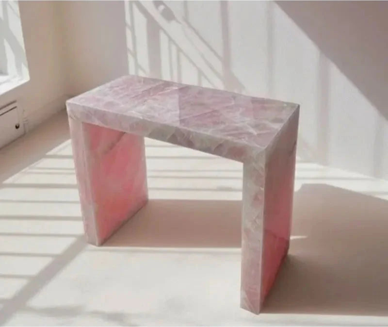 Tostone Elegant Translucent Pink Quartzite Console Table for Chic Home Interiors