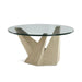 Luxury Contemporary European Round Glass Top Coffee Table with Durable Wood Base