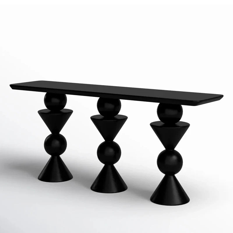 Modern Wabi-Sabi Black Solid Wood Entrance Hallway Console Table