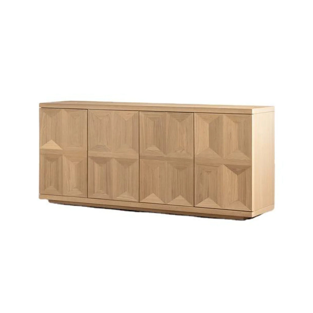 Elegant Hand-Carved Oak Wood Floral Sideboard Buffet Cabinet with Console Storage