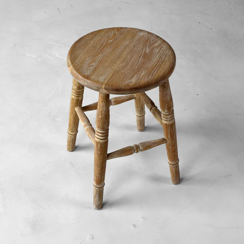 Sturdy Solid Oak Wood Bar Stool for Restaurant Coffee Shop Dining Antique Style