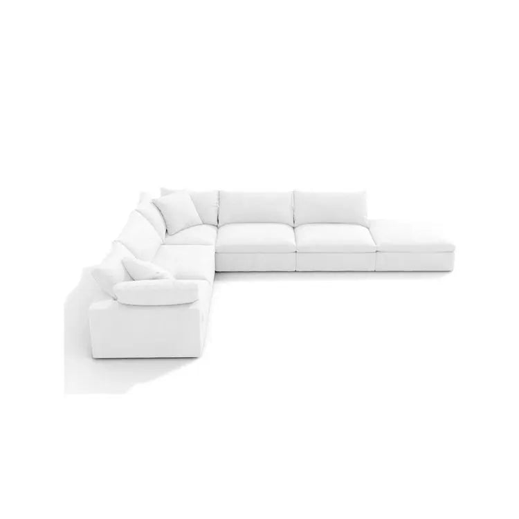 Modern Luxury White Down Feather Modular Cloud Sectional U-Shape Sofa