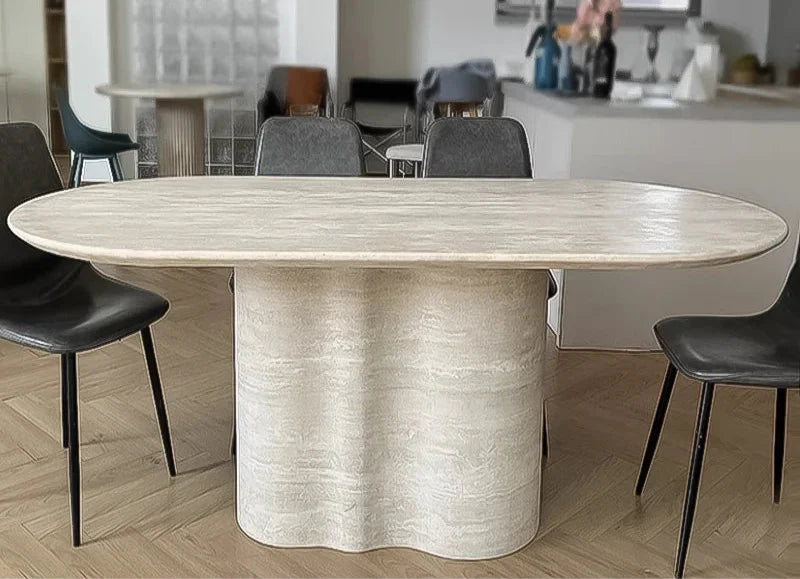Tostone Irregular Travertine Dining Table: Customizable Minimalist Natural Stone Design