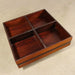 Elegant Mid-Century Modern Tempered Glass Teak Wood Storage Coffee Table