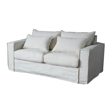 Modern White Linen Slipcovered 3-Seat Sofa for Living Room Furniture Decor