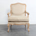 Elegant French Solid Oak Living Room Armchair: Linen/Velvet Upholstered Leisure Chair