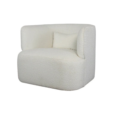 Modern Swivel Boucle Club Chair: Elegant Ivory Living Room Lounge Furniture