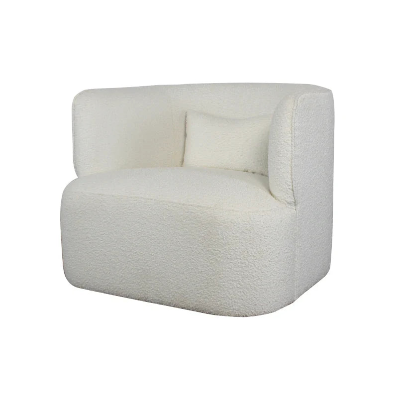 Modern Swivel Boucle Club Chair: Elegant Ivory Living Room Lounge Furniture