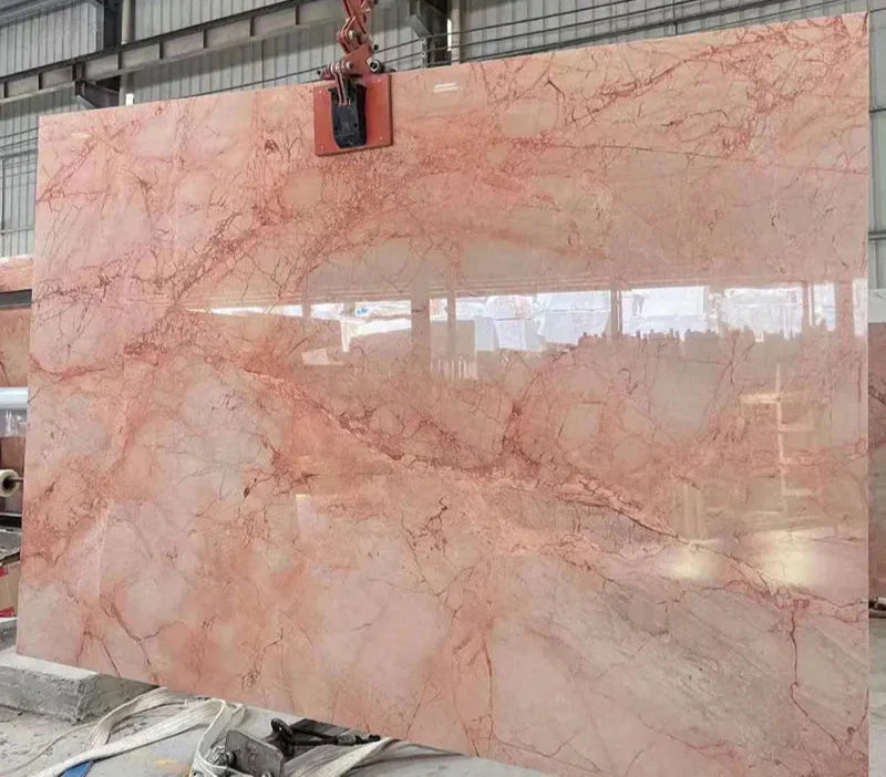 Stunning Pink Rose Natural Marble Rectangle Coffee Table - Waterproof & Durable