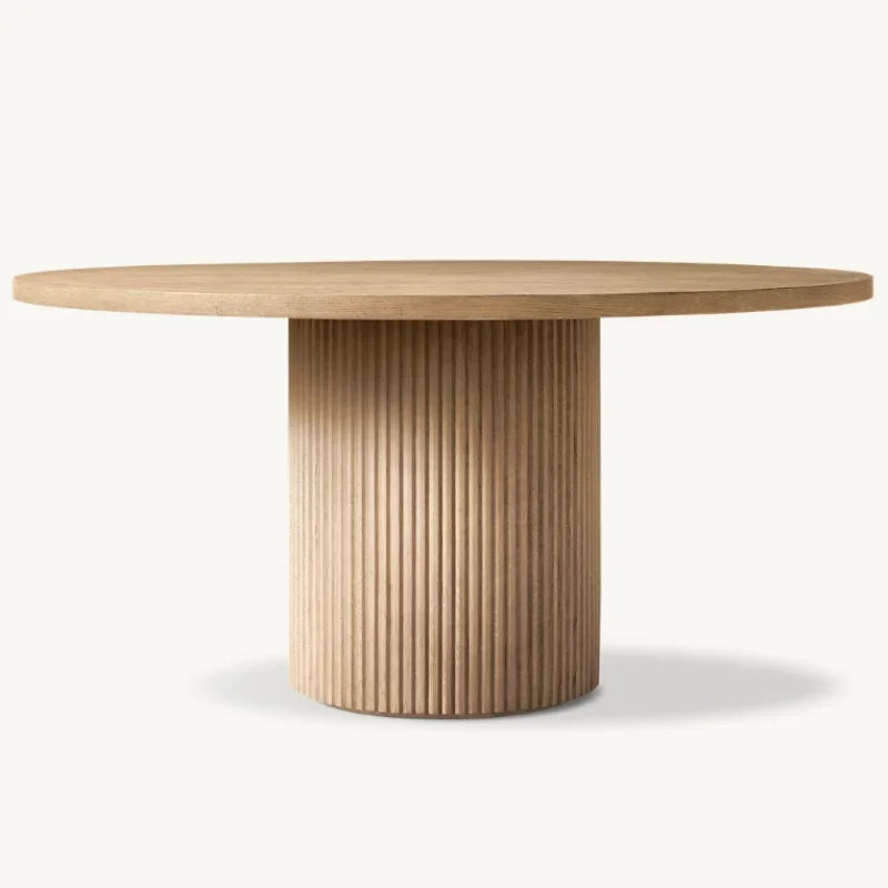 Elegant Solid Wood Round Dining Table for Home & Hotel, Customizable Sizes