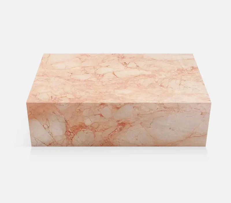 Tostone Pink Rose Marble Rectangle Coffee Table - Waterproof, Modern Living Room