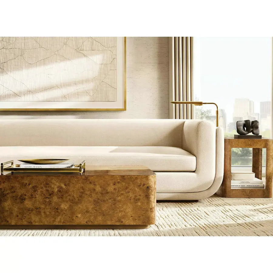Elegant Burl Wood Rectangular Coffee Table for Modern Living Room Decor
