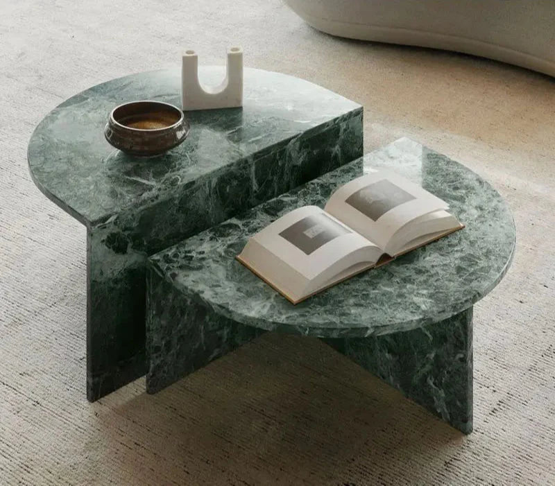 Tostone Elegant Carrara White Marble Rectangle Coffee Table for Living Room