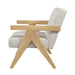 Chic Oak Wood Lounge Chair, Linen Upholstered Recliner for Modern Living Room