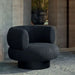 Modern Black Boucle Swivel Accent Chair: Stylish Velvet Oak Living Room Sofa