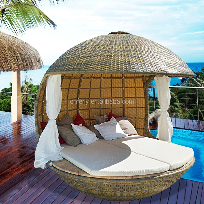 Architectural Grade All Weather Rattan Daybed for Commercial Outdoor Fitouts