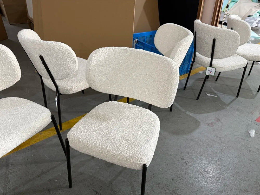 Modern Upholstered Curved Back Dining Side Chair with Sturdy Metal Legs