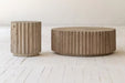 Elegant Reclaimed Pine Round Coffee Table for Modern Minimalist Living Rooms