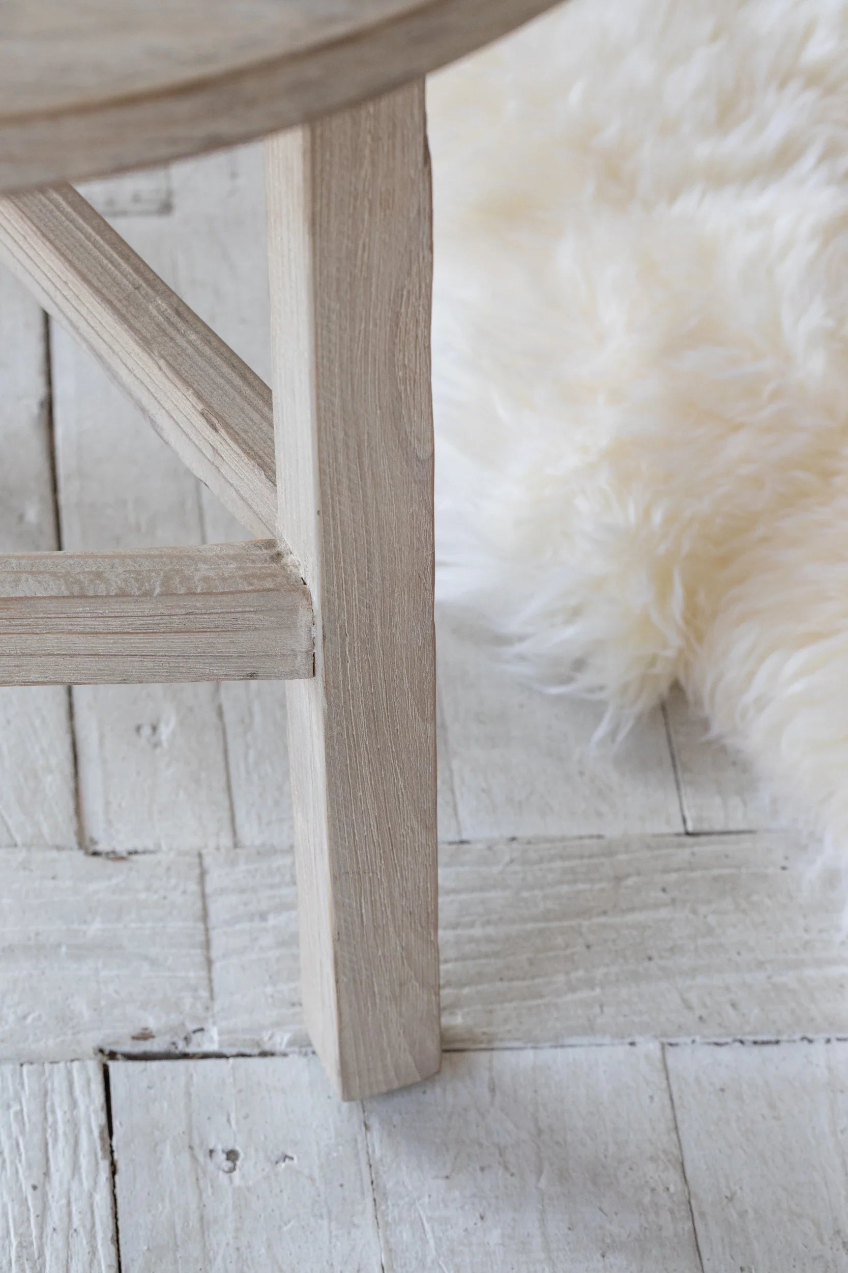 French Chic Minimal Recycled Solid Wood Accent Table - SD Grey White
