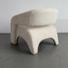 Elegant Cream Fabric Accent Chair, Linen Armchair with Modern Curved Design