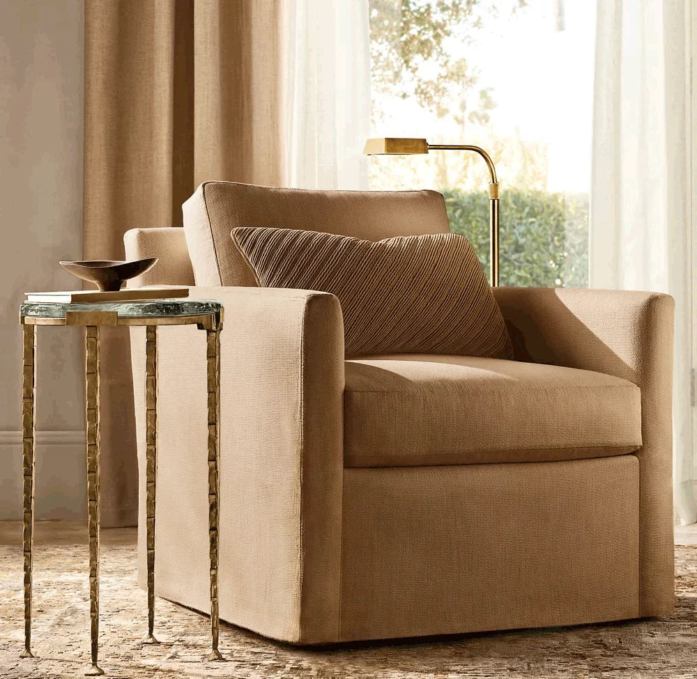 Modern Round Living Room Side Table, Handcrafted Steel Frame, Luxury Glass Top