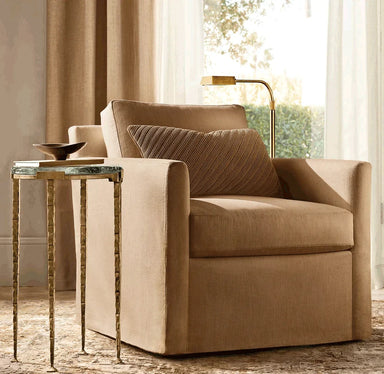 Modern Round Living Room Side Table, Handcrafted Steel Frame, Luxury Glass Top