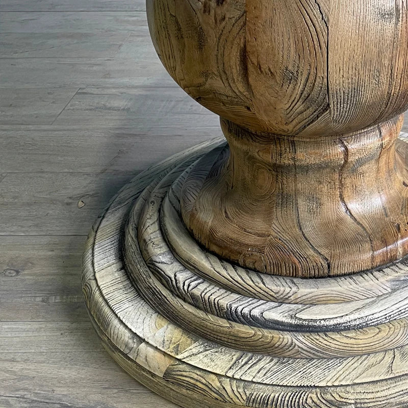 Classic Solid Oak Wood Round Dining Table - Small, Sturdy, Farmhouse Style