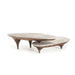 Elegant Nordic Nesting Black Travertine Marble & Walnut Wood Coffee Table
