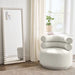Luxurious Chunky Boucle Ivory Swivel Hug Chair - Modern Designer Accent Lounge