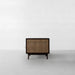 Luxurious Solid Oak Wood Rattan Chesterfield Fabric Sofa Three-Seater
