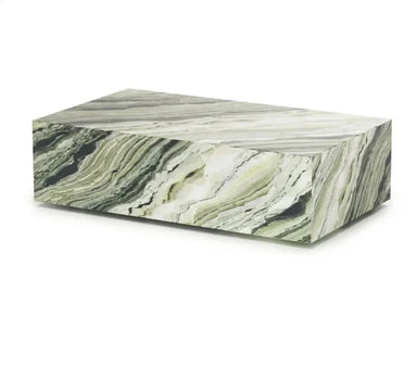 Tostone Natural Green Marble Plinth Coffee Table for Modern Home Decor