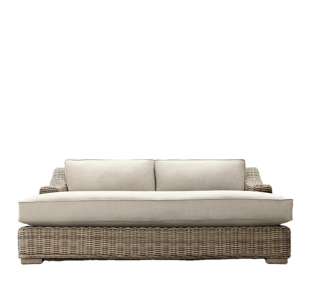 Modern All Weather Wicker Double Sun Bed for Commercial Outdoor Projects