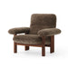 Modern Boucle Sheepskin Armchair Lounge Chair for Living Room Accent