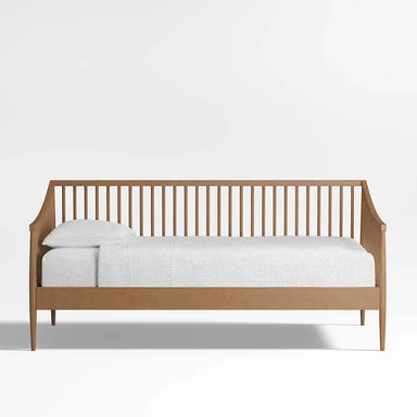 Charming Solid Oak Spindle Daybed with Trundle for Kids & Guest Rooms