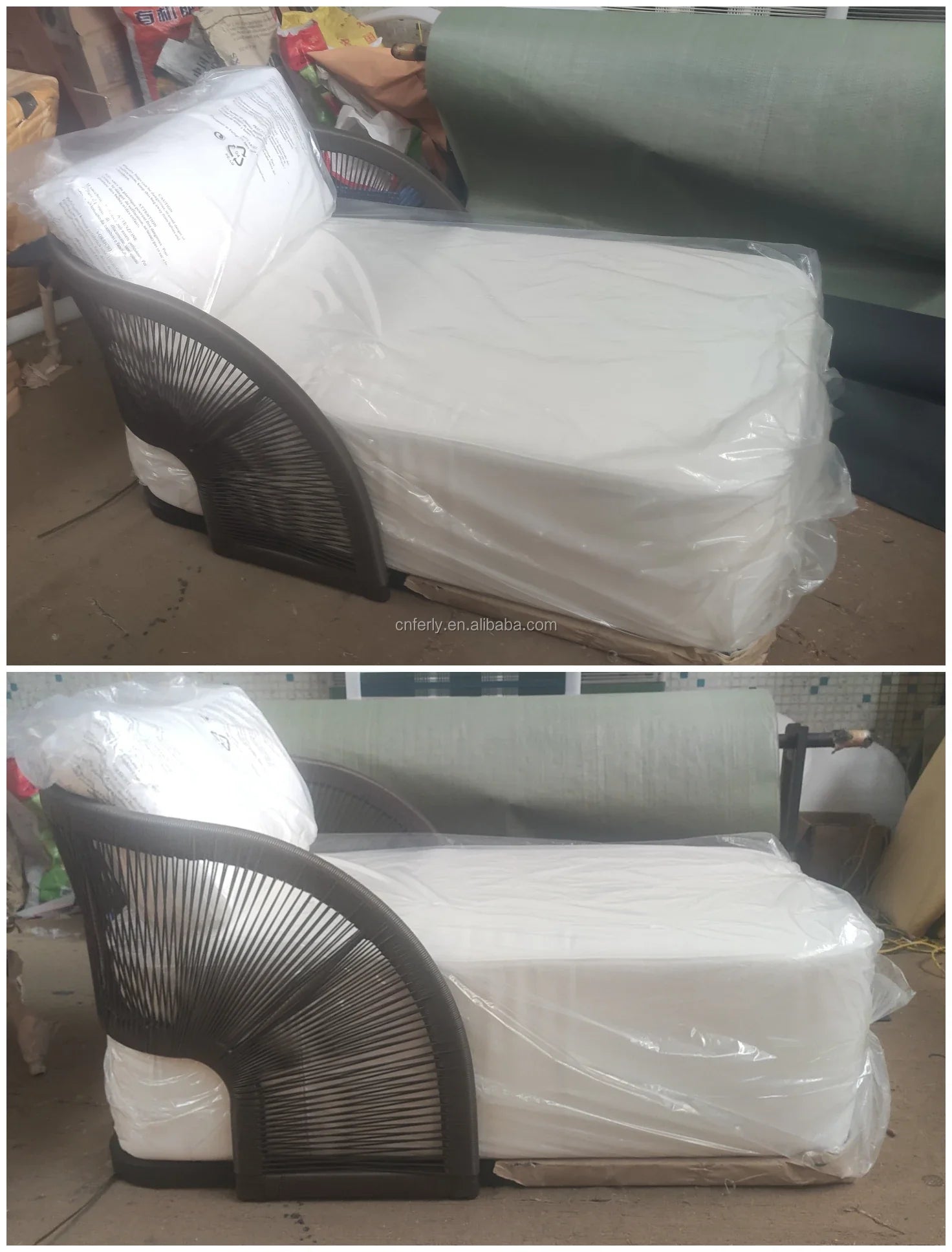 Modernist Project-Grade Commercial Outdoor Sun Lounger with Teak and Wicker