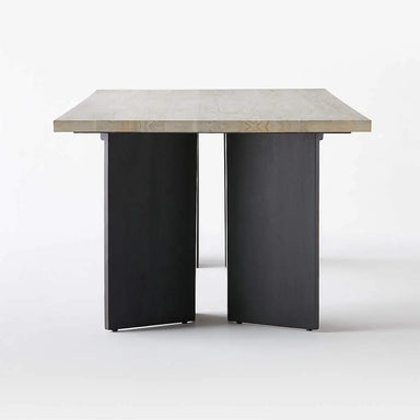 Nordic Wash Top Solid Wood Dining Table, Modern Black Legs, 8-10 Seater