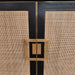 Chic Modern Oak Wood Rattan Sideboard Buffet Cabinet with Storage Doors