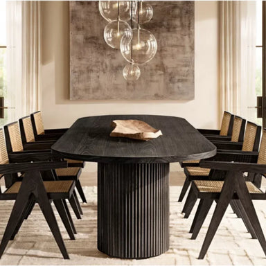 Elegant Oval Solid Wood Dining Table - Custom American Farmhouse Style Kitchen Furniture