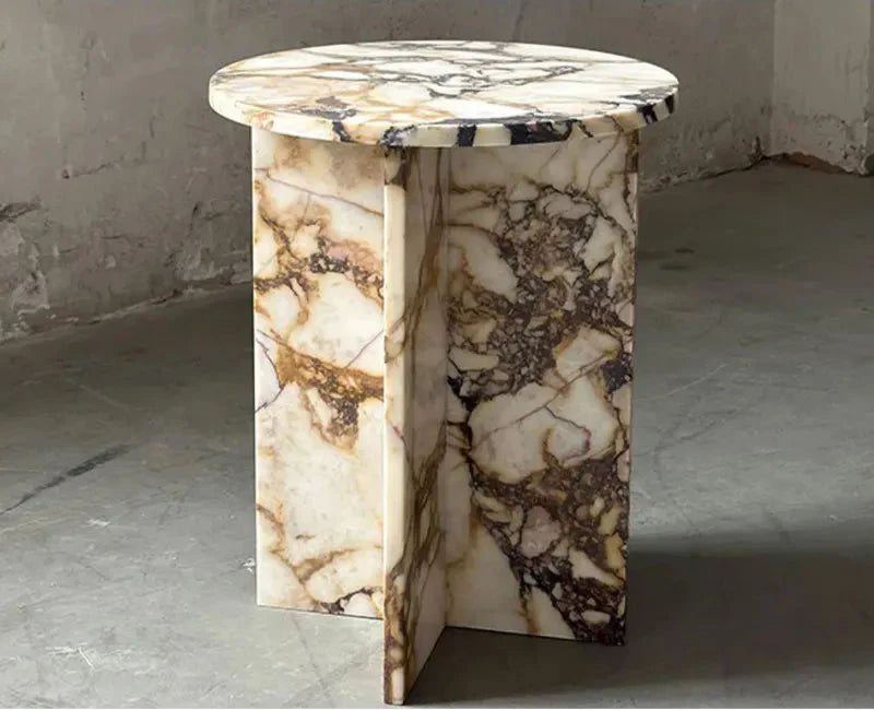 Tostone Calacatta Viola Marble Round Side Table for Living Rooms