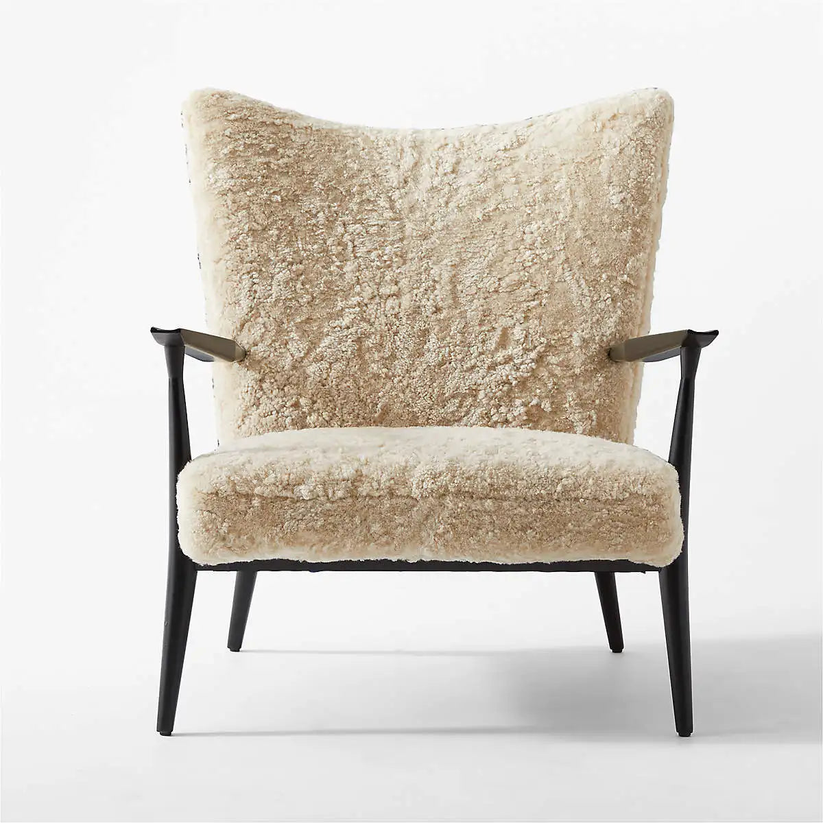 Luxurious Shearling Mid-Century Wooden Accent Lounge Chair - Ultimate Comfort