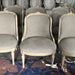 Elegant French Vintage Linen Upholstered Carved Solid Oak Dining Chair