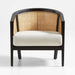 Elegant Black Cane Accent Chair with Plush Ivory Cushion - Modern French Style