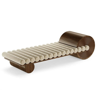 Modern Solid Wood Long Bench - Velvet & Leather Daybed Ottoman