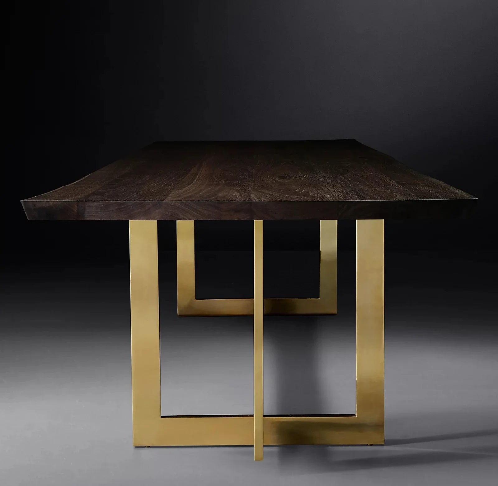 Durable Solid Wood Rectangular Dining Table with Sleek Metal Base