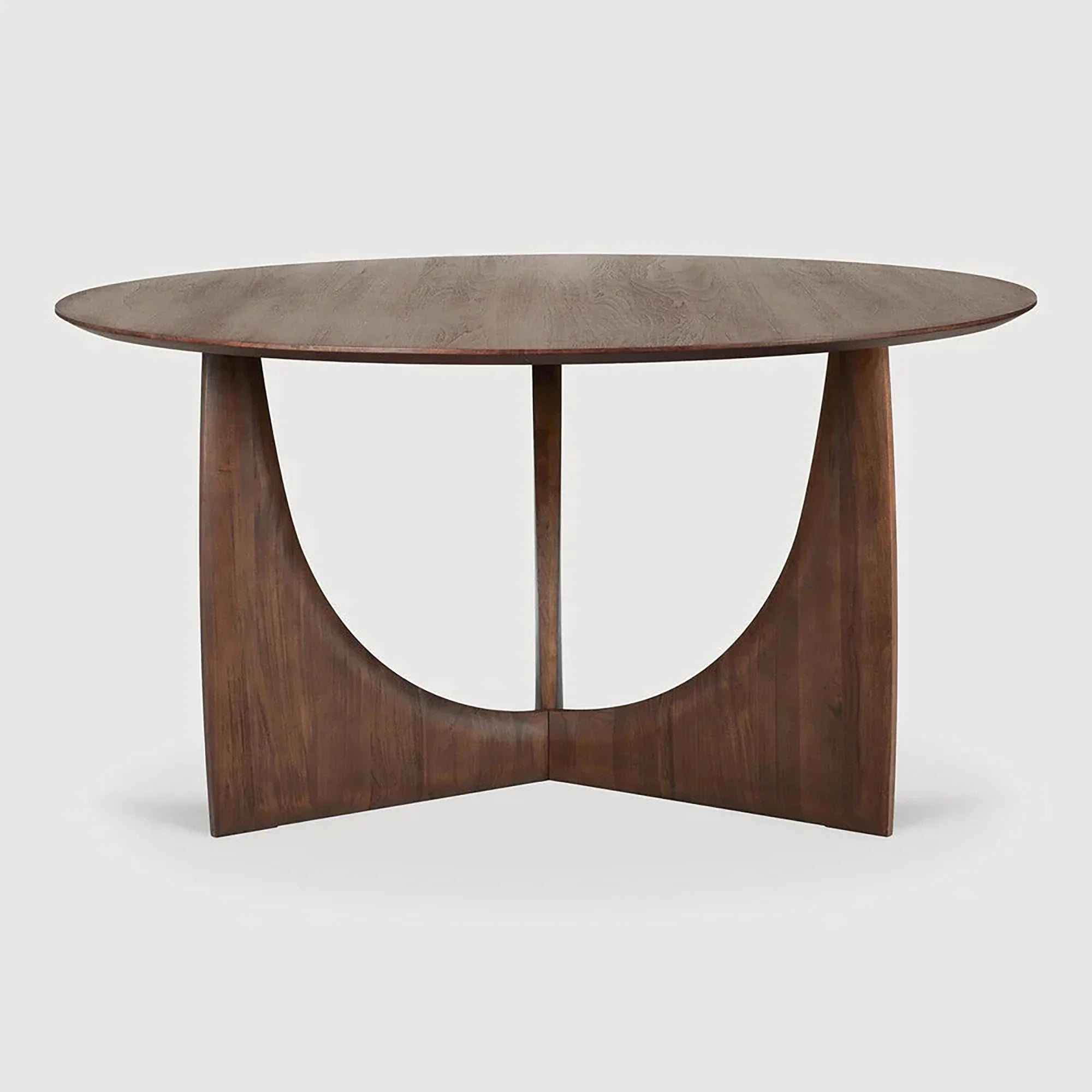 Stunning 59.5'' Solid Oak Round Dining Table, Geometric Crossed Arch Base